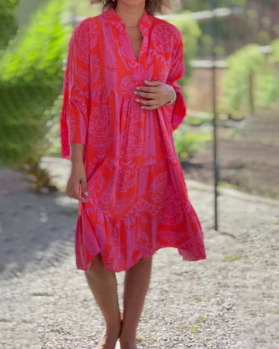 Kleid mit Ärmeln und geometrischem Boho-Print