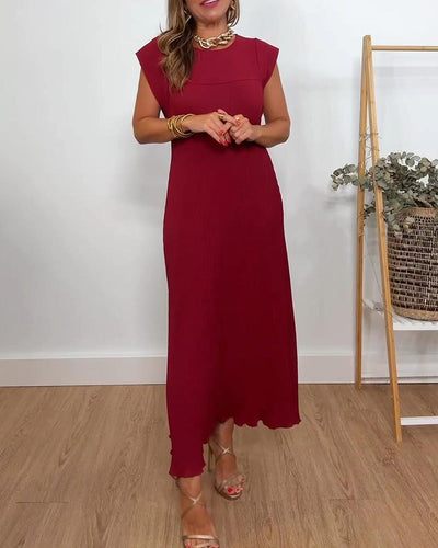 Fantastisches schlichtes einfarbiges Kleid mit Falten