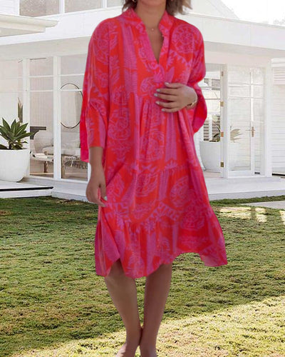 Kleid mit Ärmeln und geometrischem Boho-Print
