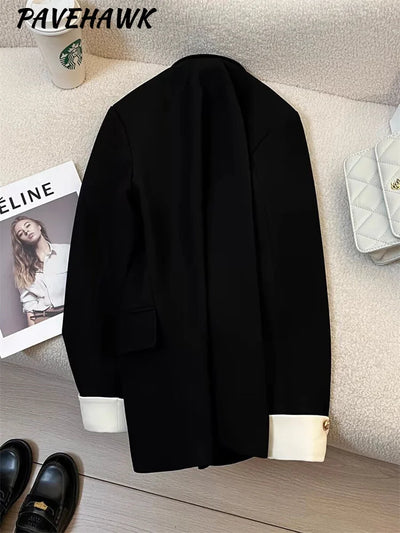 Frauen Langarm Büro Dame Blazer Herbst