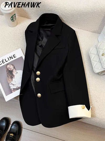 Frauen Langarm Büro Dame Blazer Herbst