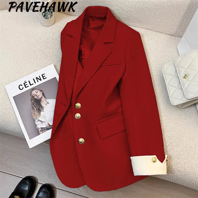 Frauen Langarm Büro Dame Blazer Herbst