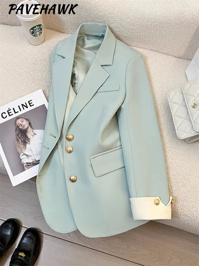 Frauen Langarm Büro Dame Blazer Herbst