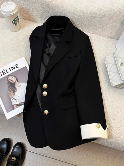 Frauen Langarm Büro Dame Blazer Herbst