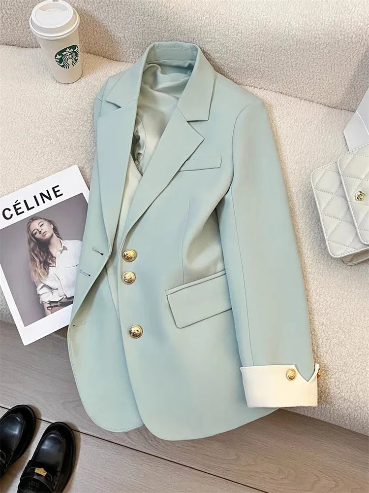 Frauen Langarm Büro Dame Blazer Herbst