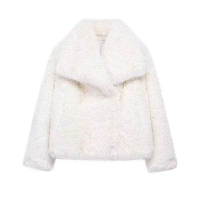 TRAFZA Damenmode, kurze Kunstpelzjacke