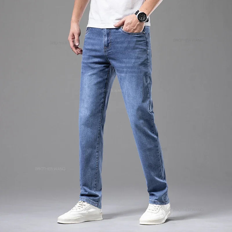 Sommer Dünne Herren Elastische Baumwolle Jeans Mode