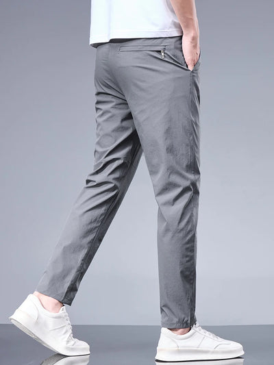Sommer Business Ice Silk Hosen Gerade Elastische