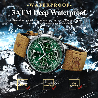 POEDAGAR Luxus Herrenuhr Quarz Wasserdicht
