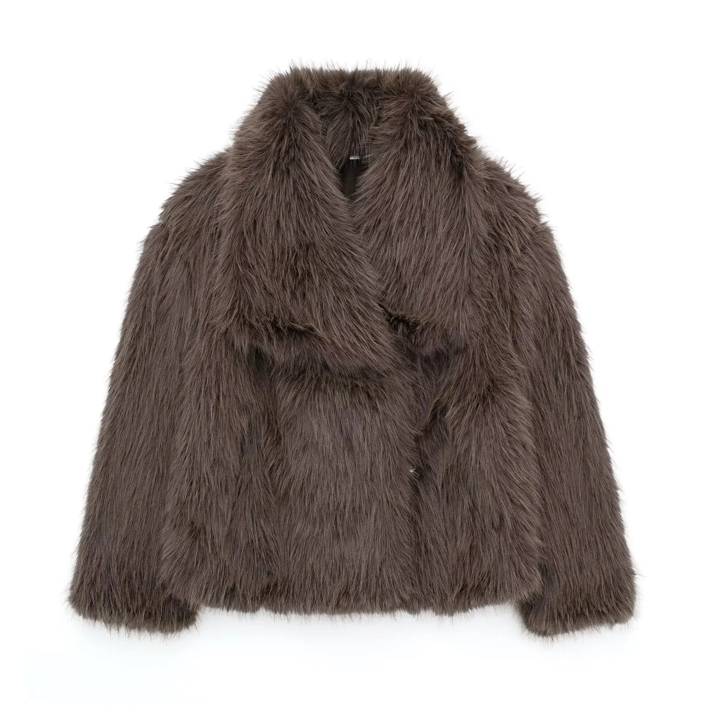 TRAFZA Damenmode, kurze Kunstpelzjacke