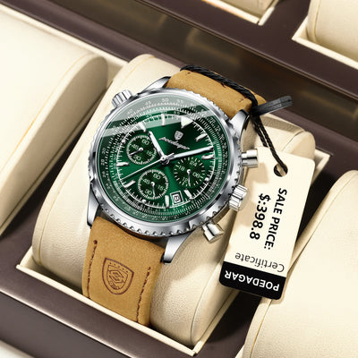 POEDAGAR Luxus Herrenuhr Quarz Wasserdicht