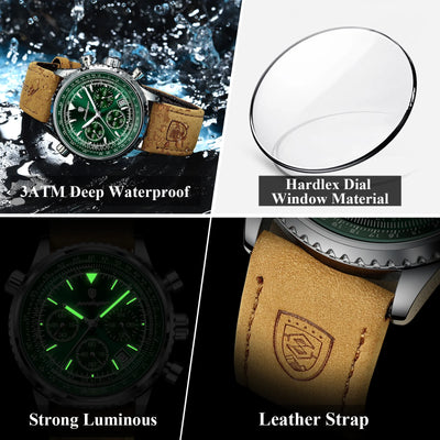 POEDAGAR Luxus Herrenuhr Quarz Wasserdicht