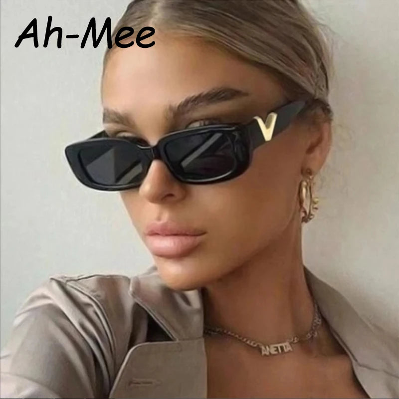 Mode Rechteck Sonnenbrille Frauen Luxus