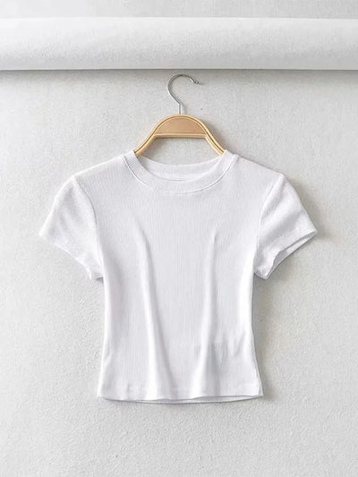 Sommer Sexy Frauen O-Ausschnitt Kurzarm T-Shirt