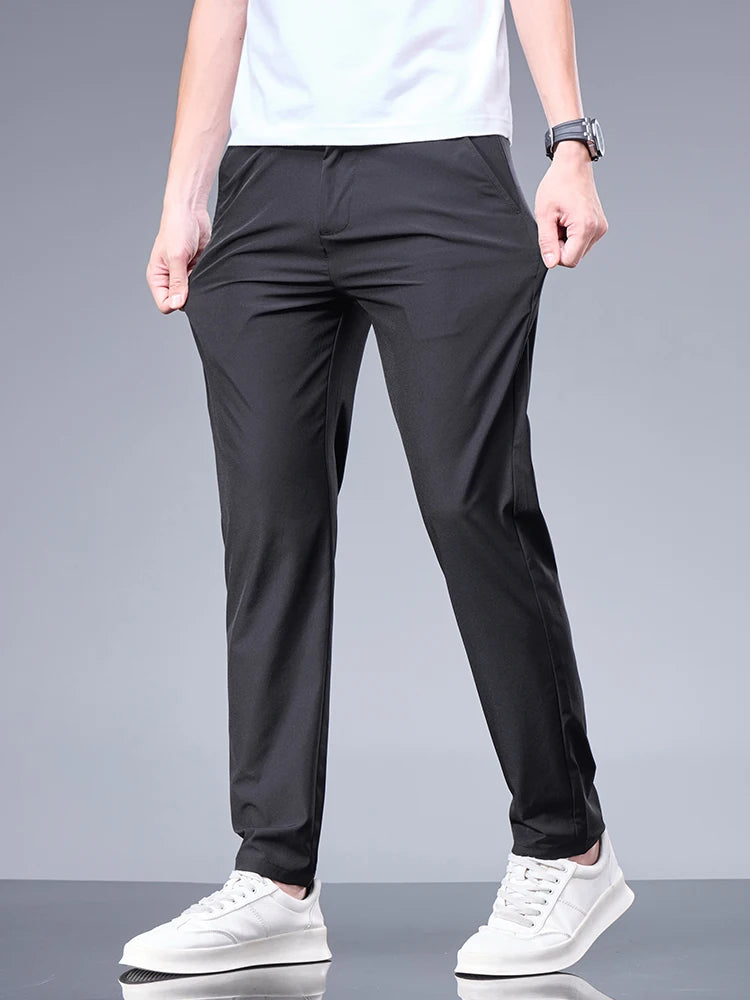 Sommer Business Ice Silk Hosen Gerade Elastische