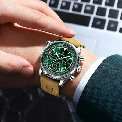 POEDAGAR Luxus Herrenuhr Quarz Wasserdicht