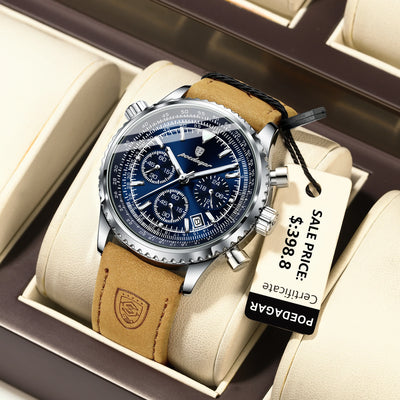POEDAGAR Luxus Herrenuhr Quarz Wasserdicht