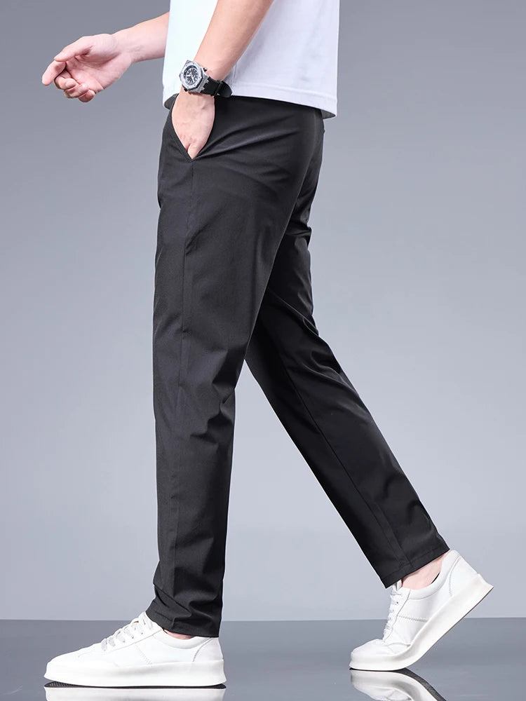 Sommer Business Ice Silk Hosen Gerade Elastische