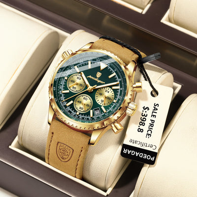 POEDAGAR Luxus Herrenuhr Quarz Wasserdicht