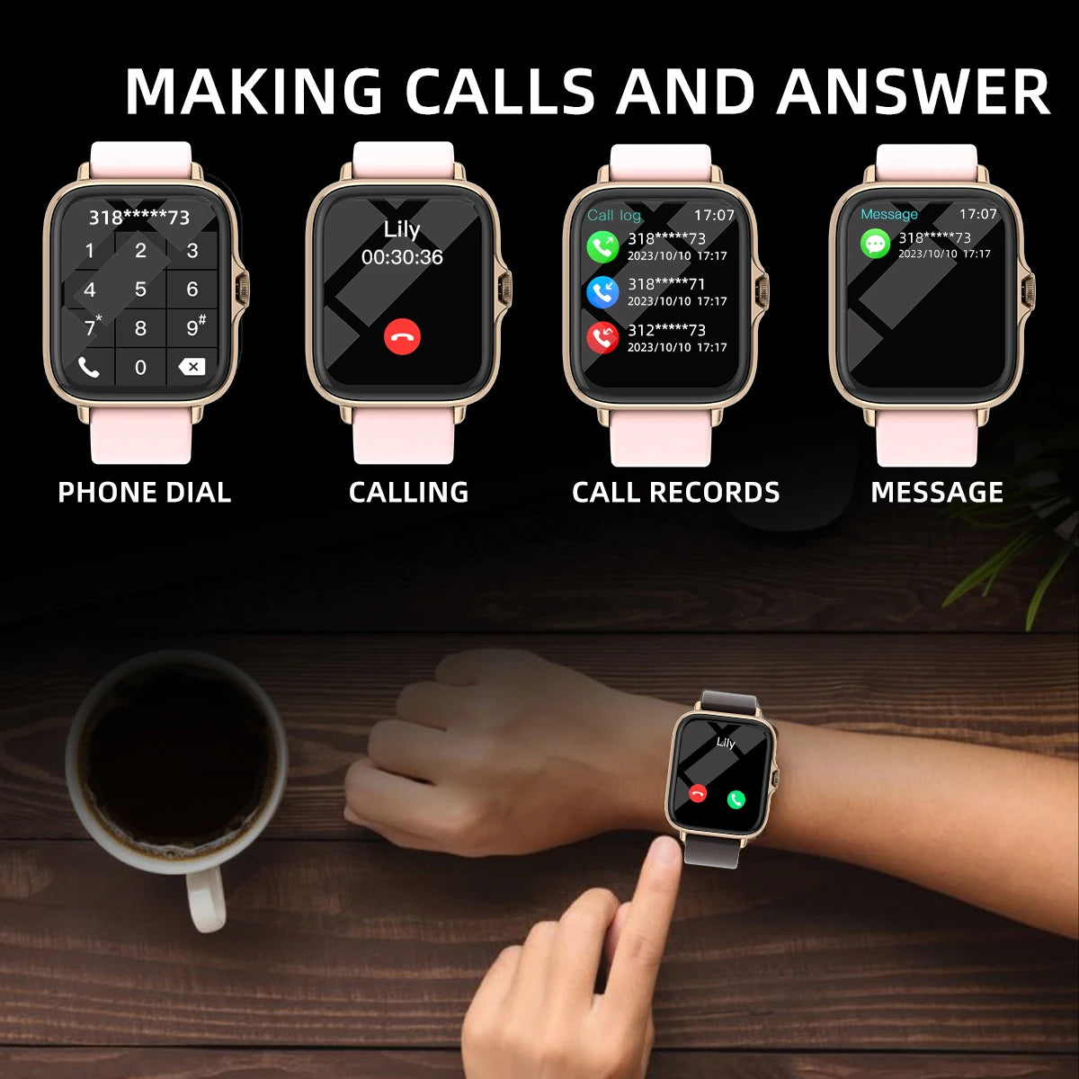 Wasserdichte Smartwatch mit Nachrichtenantwort