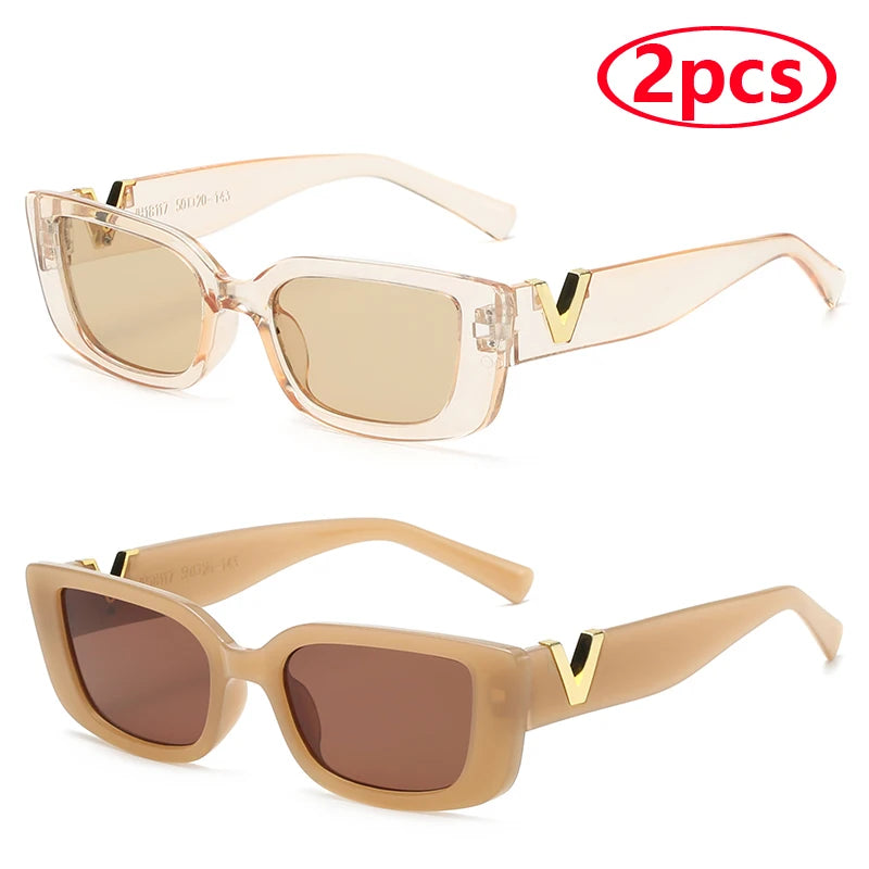 Mode Rechteck Sonnenbrille Frauen Luxus