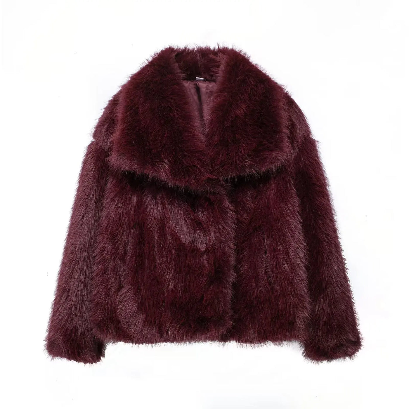 TRAFZA Damenmode, kurze Kunstpelzjacke