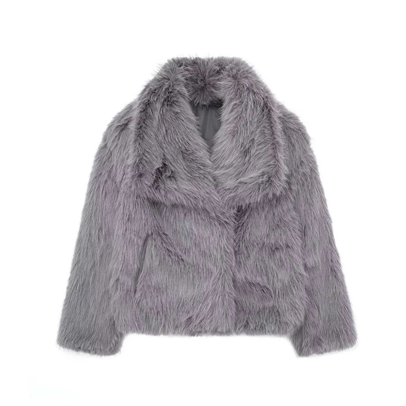 TRAFZA Damenmode, kurze Kunstpelzjacke