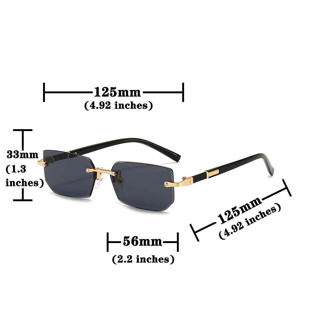 Randlose Sonnenbrille Rechteck Mode Beliebt