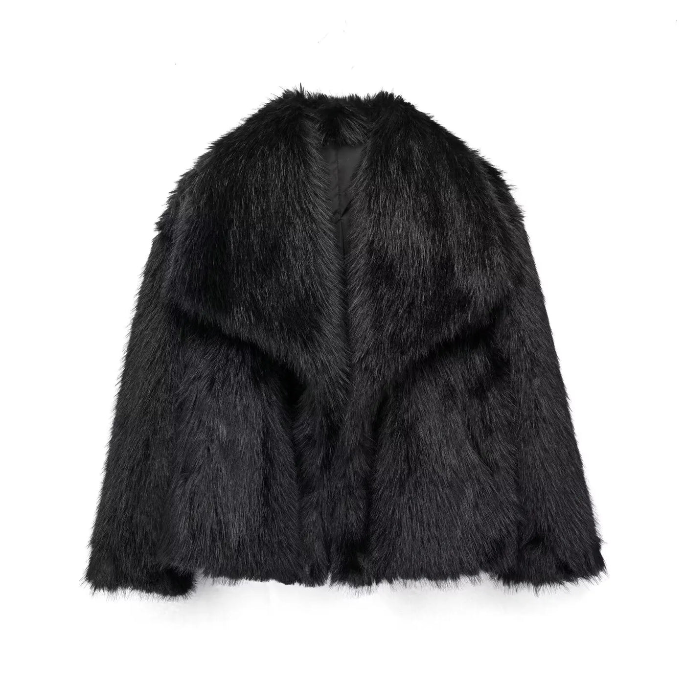 TRAFZA Damenmode, kurze Kunstpelzjacke