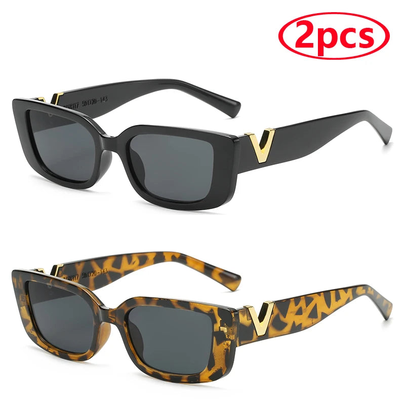 Mode Rechteck Sonnenbrille Frauen Luxus