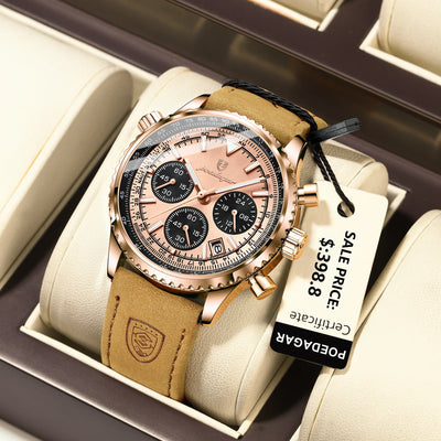 POEDAGAR Luxus Herrenuhr Quarz Wasserdicht