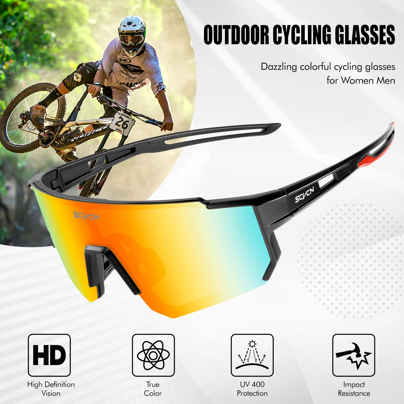 SCVCN Outdoor-Fahrrad-Sonnenbrille für Herren, Rennrad