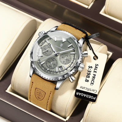 POEDAGAR Luxus Herrenuhr Quarz Wasserdicht