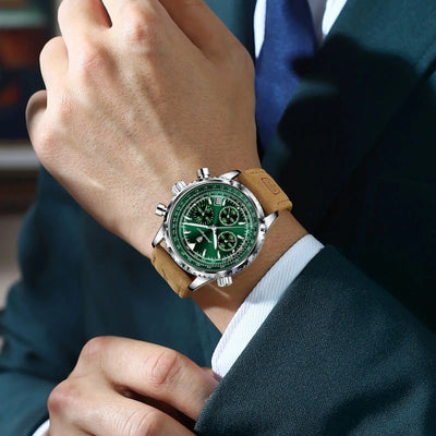 POEDAGAR Luxus Herrenuhr Quarz Wasserdicht