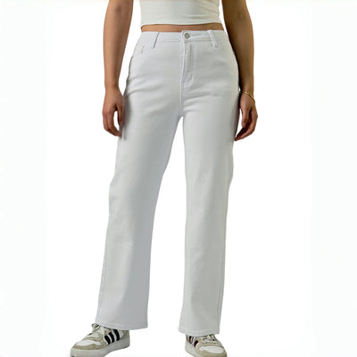 Weiße klassische Damenjeans – elegant exquisit